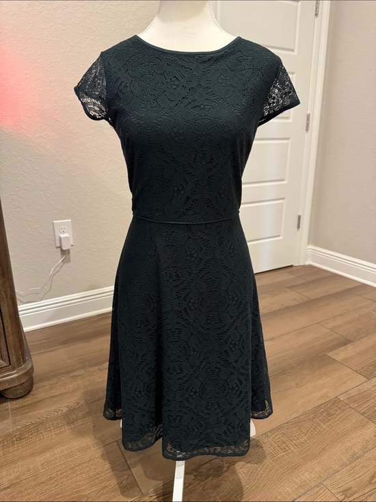 LOFT Dresses & Skirts - LOFT Forrest green Lace Fit-and-Flare Midi Dress
